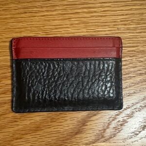 MCM Black and Red Leather Card Holder